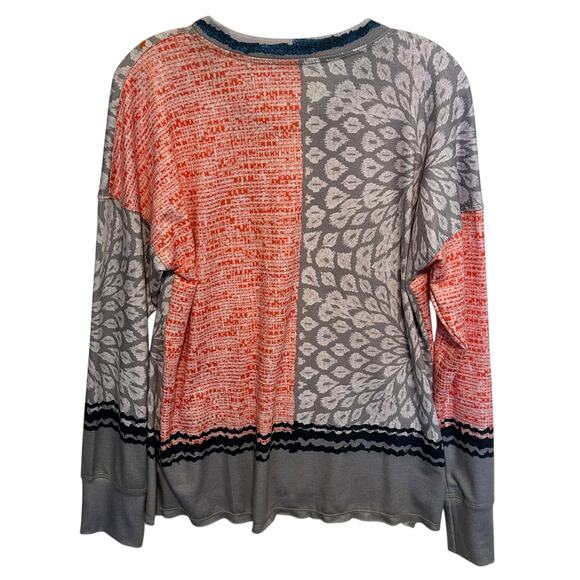 David Cline Mixed Print Top Womens Large Multicolor Long Sleeve Casual Tee - Picture 4 of 9